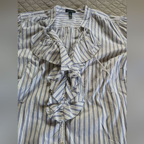 Ralph Lauren Ruffle Button Up 3x - Picture 3 of 6